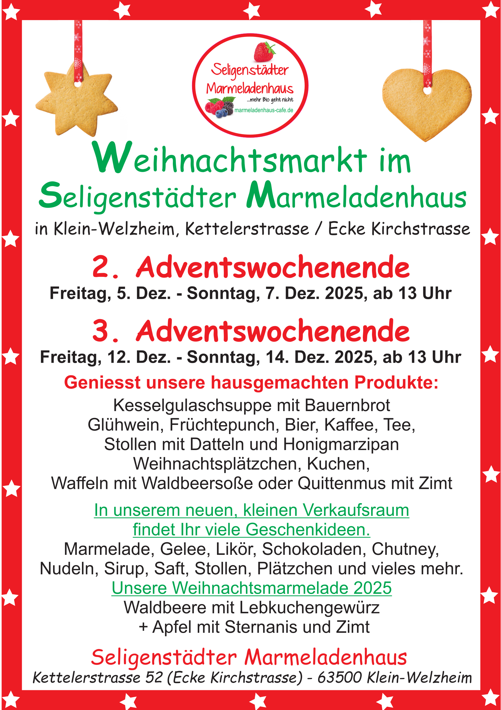 Flyer Marmeladenhaus Weihnachtsmarkt
